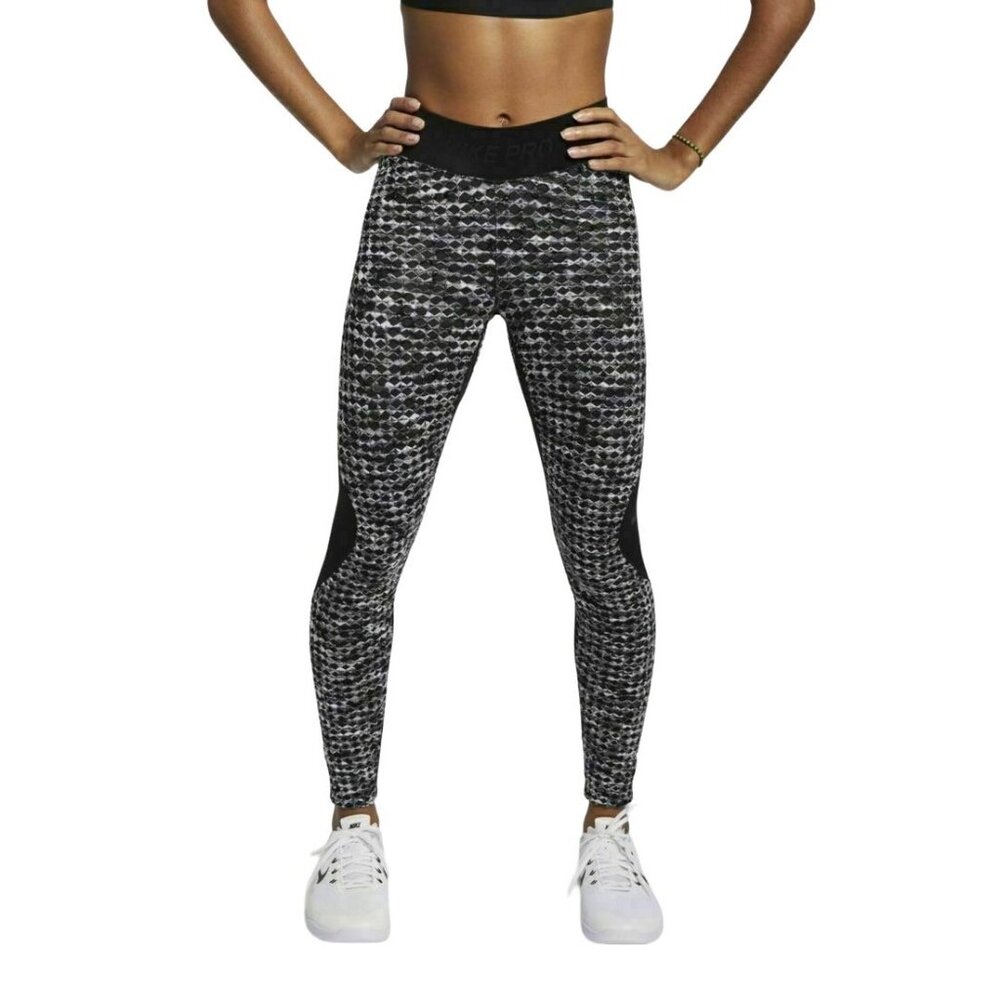 Nike Pro Womens Hyperwarm Training Thermal Tights Black Gray Size Small